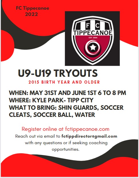 FC Tippecanoe Select Tryout info Fall 2022/Spring 2023 